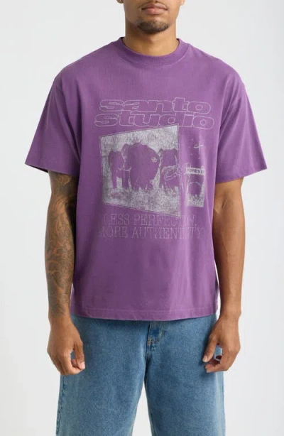 Santo Studio Elephant Quotes Graphic T-shirt In Fade Purple