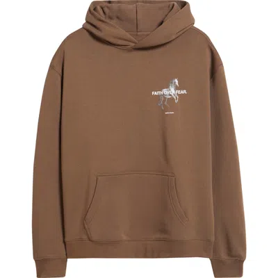 Santo Studio Faith Over Fear Cotton Graphic Hoodie In Brown