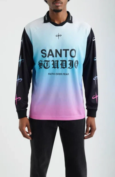 Santo Studio Faith Over Fear Graphic Jersey Polo In Black