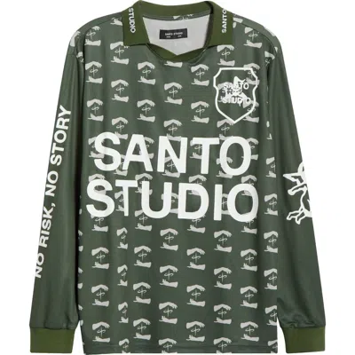 Santo Studio Faith Over Fear Long Sleeve Club Jersey In Green
