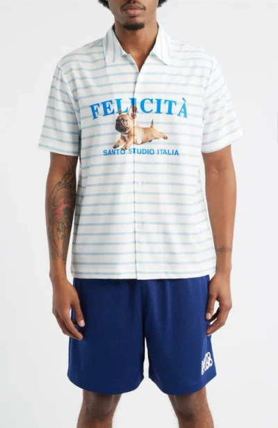 Santo Studio Felicità Stripe Cotton Button-up Shirt In White