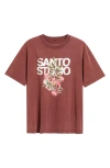 Santo Studio Flower Drappo Graphic T-shirt In Burgundy