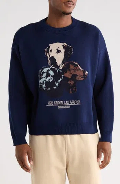 Santo Studio Forever Intarsia Cotton Sweater In Blue