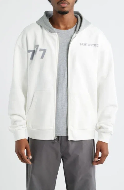 Santo Studio Fortunata Zip Hoodie In White
