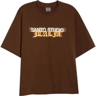 Santo Studio Italia Drappo Boxy Fit Cotton Graphic T-shirt In Brown