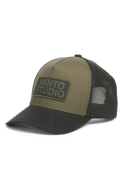 Santo Studio Logo Patch Snapback Trucker Hat In Burgundy