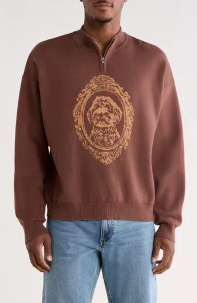 Santo Studio Maple Crest Cotton Quarter Zip Sweater In Brown