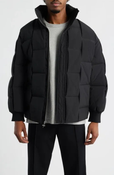 Santo Studio Milazzo Basketweave Quilted Puffer Jacket In Black