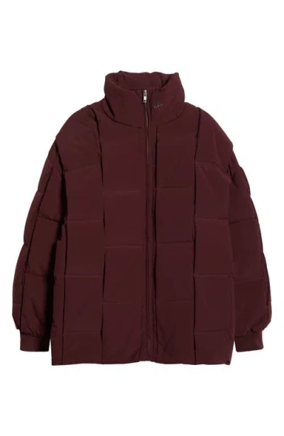 Santo Studio Milazzo Basketweave Quilted Puffer Jacket In Burgundy
