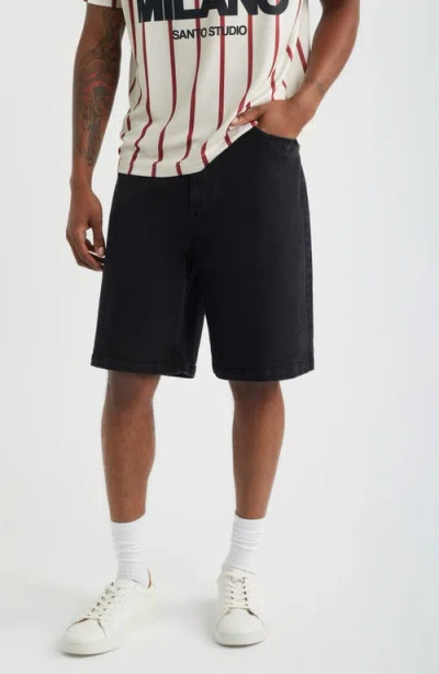 Santo Studio Newport Cotton Denim Shorts In Black