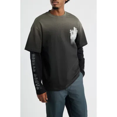 Santo Studio Old English Layered Look Graphic T-shirt In Black