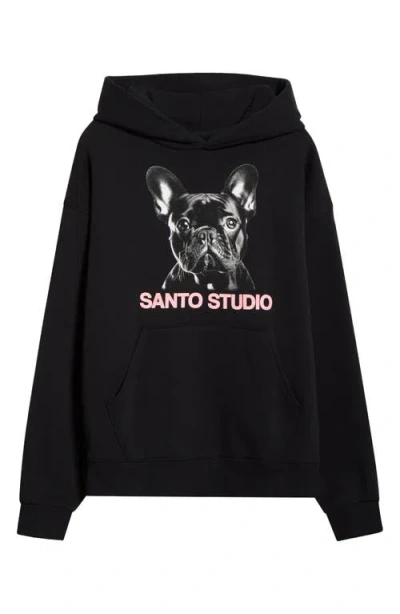 Santo Studio Peace Graphic Hoodie In Black