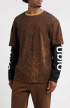 Santo Studio Preda Layered Look T-shirt In Brown