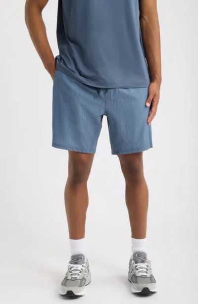 Santo Studio Runner Tech Pinstriped Performance Shorts In Navy