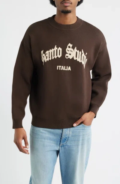 Santo Studio Santo University Graphic Knit Sweater In Burgundy