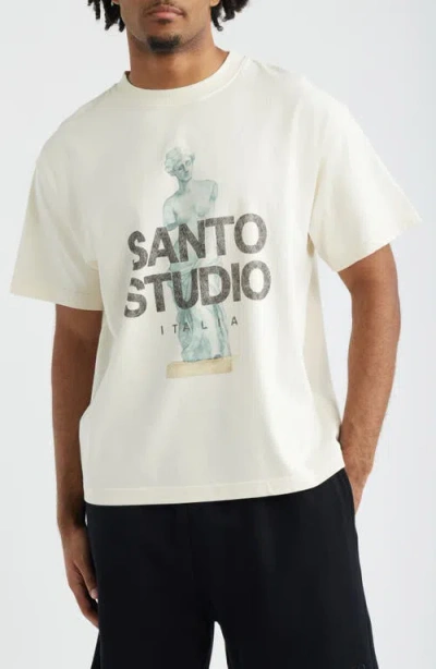 Santo Studio Statue Graphic Cotton T-shirt In White
