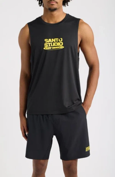 Santo Studio Surf Division Performance Graphic Tank In Black
