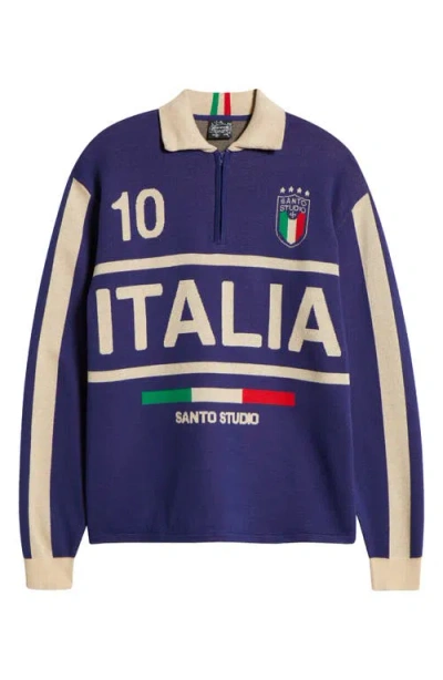 Santo Studio Team Italia Half-zip Sweater In Blue