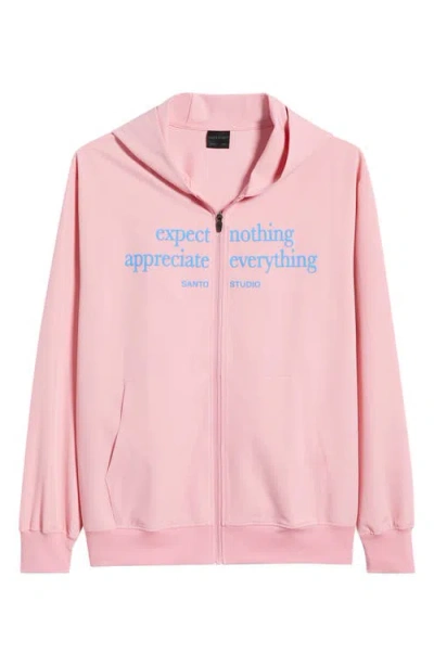 Santo Studio Tempo Appreciate Tech Hooded Zip Jacket In Pink