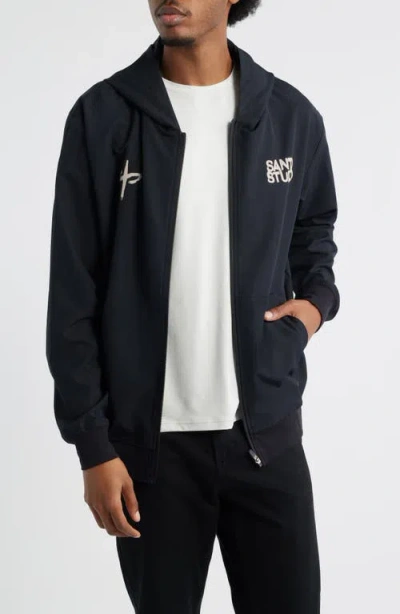 Santo Studio Tempo Bold Luke Tech Water Resistant Hooded Jacket In Black