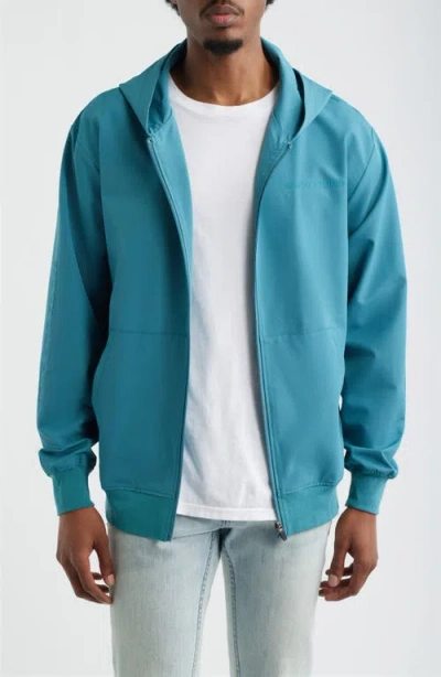 Santo Studio Tempo Enjoy Tech Hooded Zip Jacket In Blue