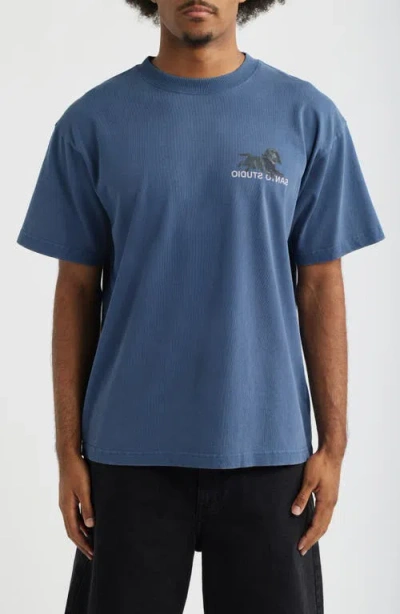 Santo Studio Tnh Running Dog Cotton Graphic T-shirt In Blue