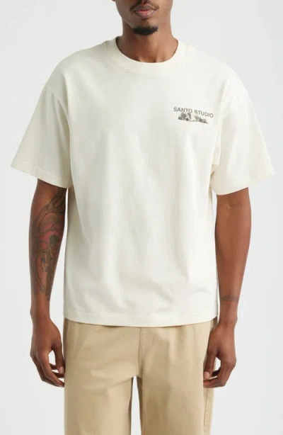 Santo Studio Tnh Sleepy Dog Cotton Graphic T-shirt In White