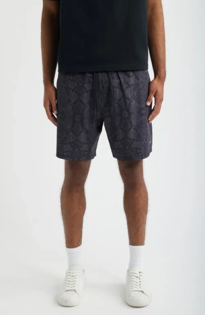 Santo Studio Verona Tech Snakeskin Print Drawstring Shorts In Blue
