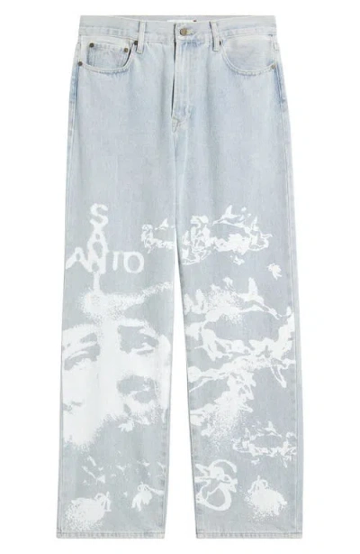 Santo Studio Vincenza Medici Graphic Jeans In Indigo Stone Washed