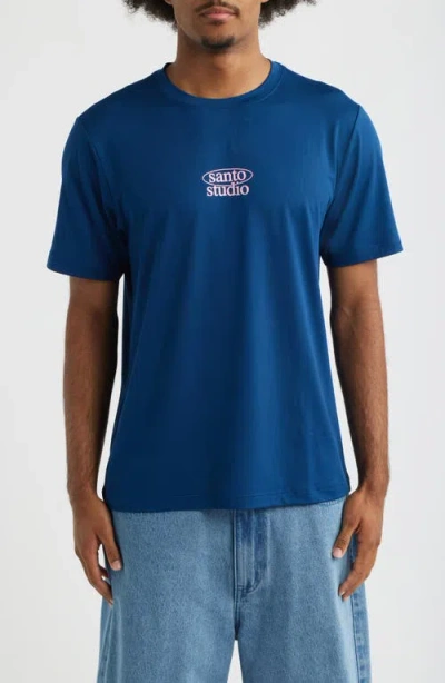 Santo Studio Waiting Tech Graphic T-shirt In Blue