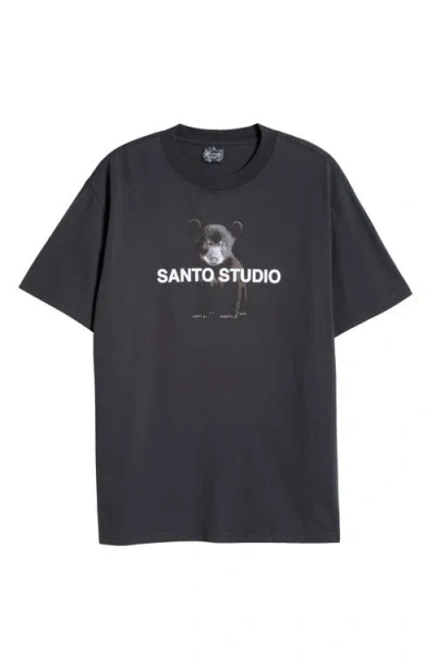 Santo Studio Watching Cub Graphic Cotton T-shirt In Black