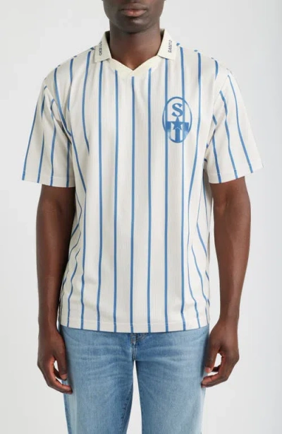 Santo Studio Worldwide Crest Striped Jersey Polo In Multi