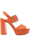 Santoni 105mm Block-heel Sandals In Orange