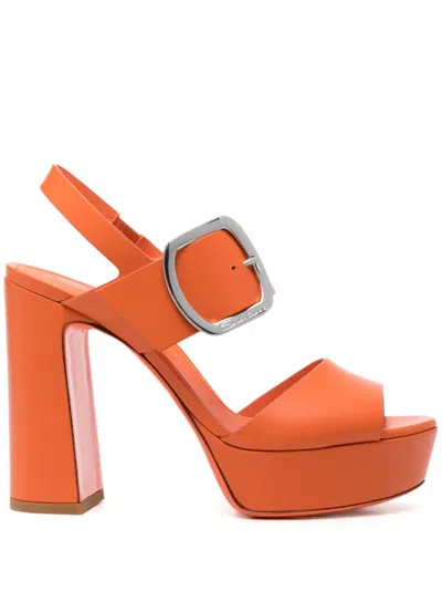 Santoni 105mm Block-heel Sandals In Orange