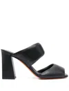 Santoni 105mm Cactus Open-toe Mules In Schwarz