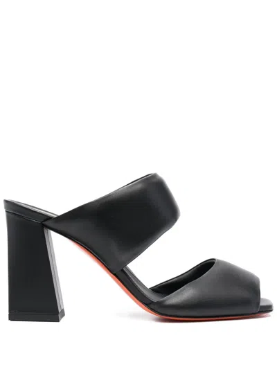 Santoni 105mm Cactus Open-toe Mules In Schwarz