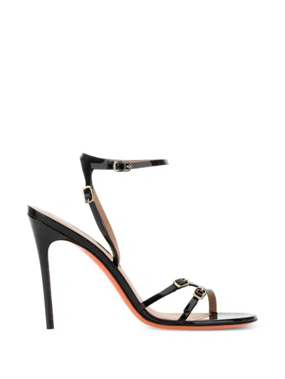 Santoni 110mm Virna Leather Sandals In Black