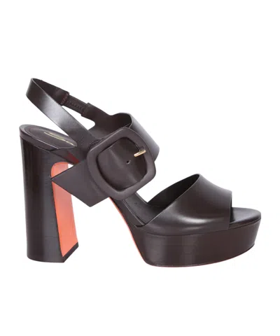Santoni 120mm Leather Sandals In Brown