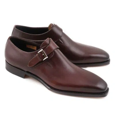 Pre-owned Santoni $1295  Goodyear-welt Brown Single-buckle Monk Strap Us 7 Shoes