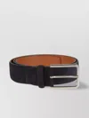 Santoni Soft Suede Belt With Square Metal Buckle