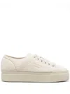 Santoni 40mm Faux Fur Platform Sneakers In Neutrals