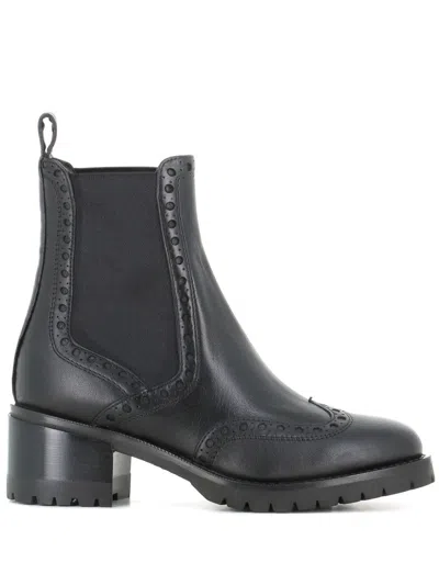 Santoni 45mm Brogue Ankle Boots In Black