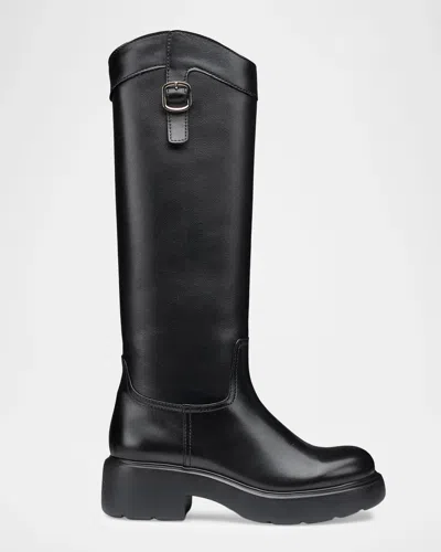 Santoni 45mm Leather Knee-high Riding Boots In Black