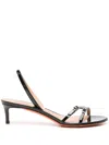 Santoni Open-toe Sandals With Glossy Finish In Black