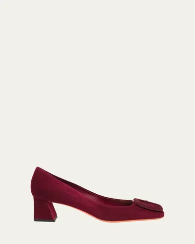 Santoni 50mm Hasmig Suede Buckle Pumps In Burgundy