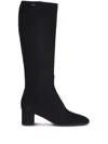 Santoni Suede Block-heel Knee Boots In Black