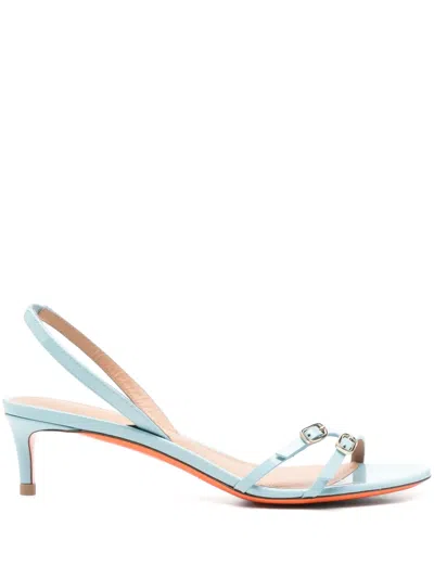 Santoni 50mm Leather Sandals In Clear Blue