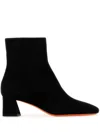 Santoni Classic Block Heel Ankle Boots In Black