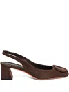 Santoni 5mm Suede Buckle-detail Pump In Brown