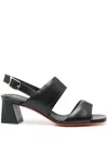Santoni 60mm Double-strap Slingback Sandals In Black
